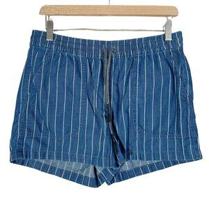 J Crew Women's Seaside Shorts Blue and White Striped Drawstring Size S